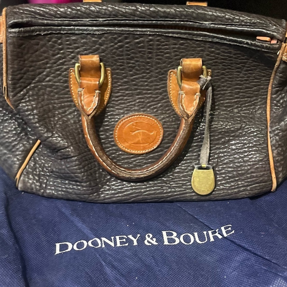 VINTAGE 1990S DOONEY & BOURKE ALL WEATHER LEATHER SATCHEL HANDBAG PURSE - Picture 5 of 13